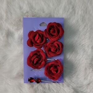 🌹Red Rose Hair Pins